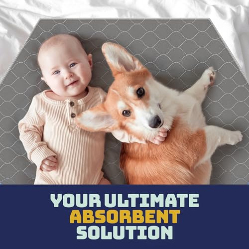 Image of Katziela Washable Pet Pads (2 Pack 48in x 48in)Super Absorbent Waterproof Reusable Dog Pee Pads for Dogs Washable Puppy Pads for Potty Training Housebreaking Washable Pee Pads for Dogs White Stitching