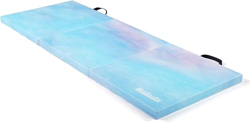 Miniatura 4 de Matladin Colchoneta plegable de 6 pies para gimnasia, gimnasio, ejercicios aeróbicos, 6 x 2 x 2 pulgadas, de piel sintética, con cierre de velcro