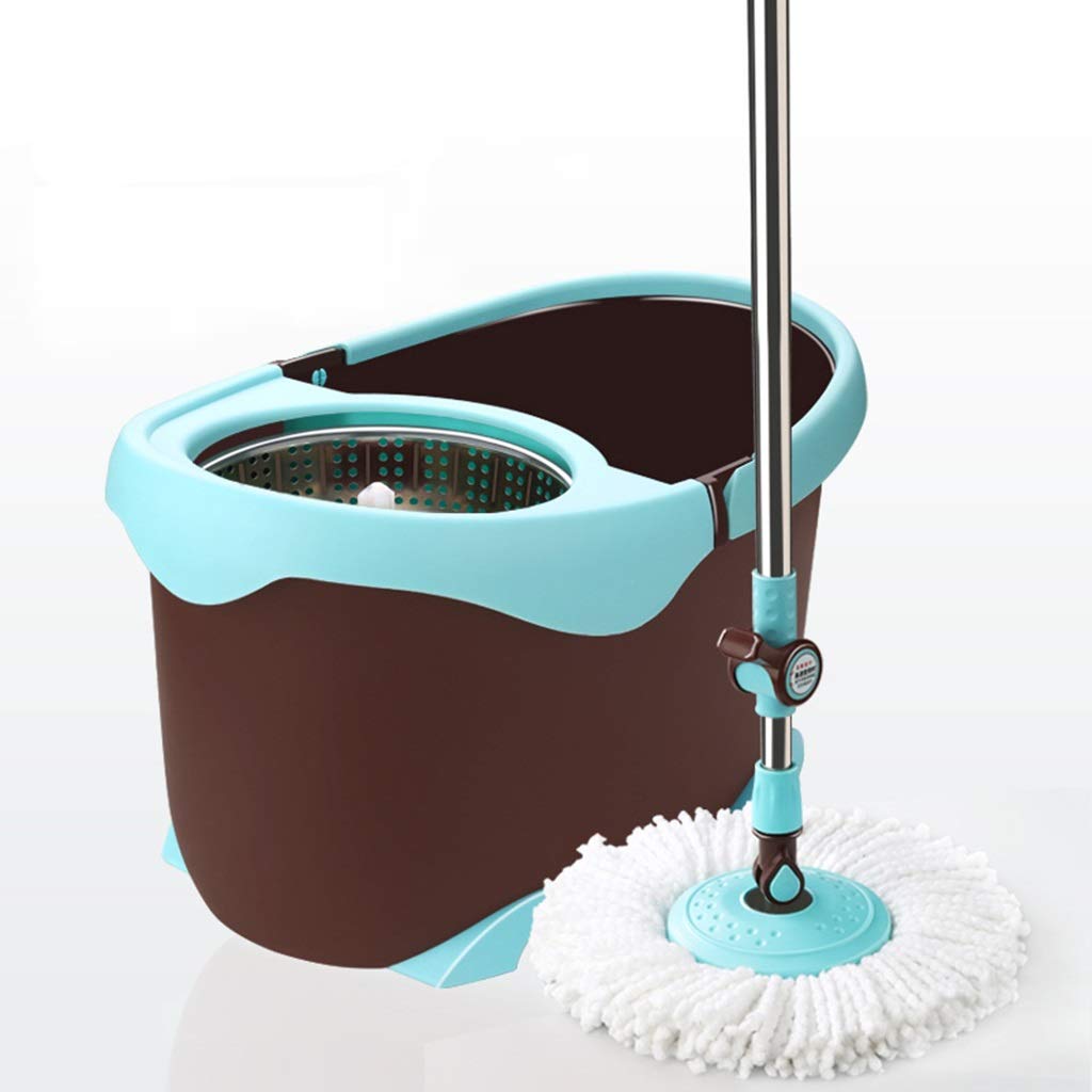DWW Ciclón Mojado rotativo Mojado y Cubo de balanceo para Limpieza de Pisos, Sistema de escurrido Simple, Limpieza de escobas de Tela de Microfibra y Ruedas (Color : Hydraulic Rod+Stainless Steel)