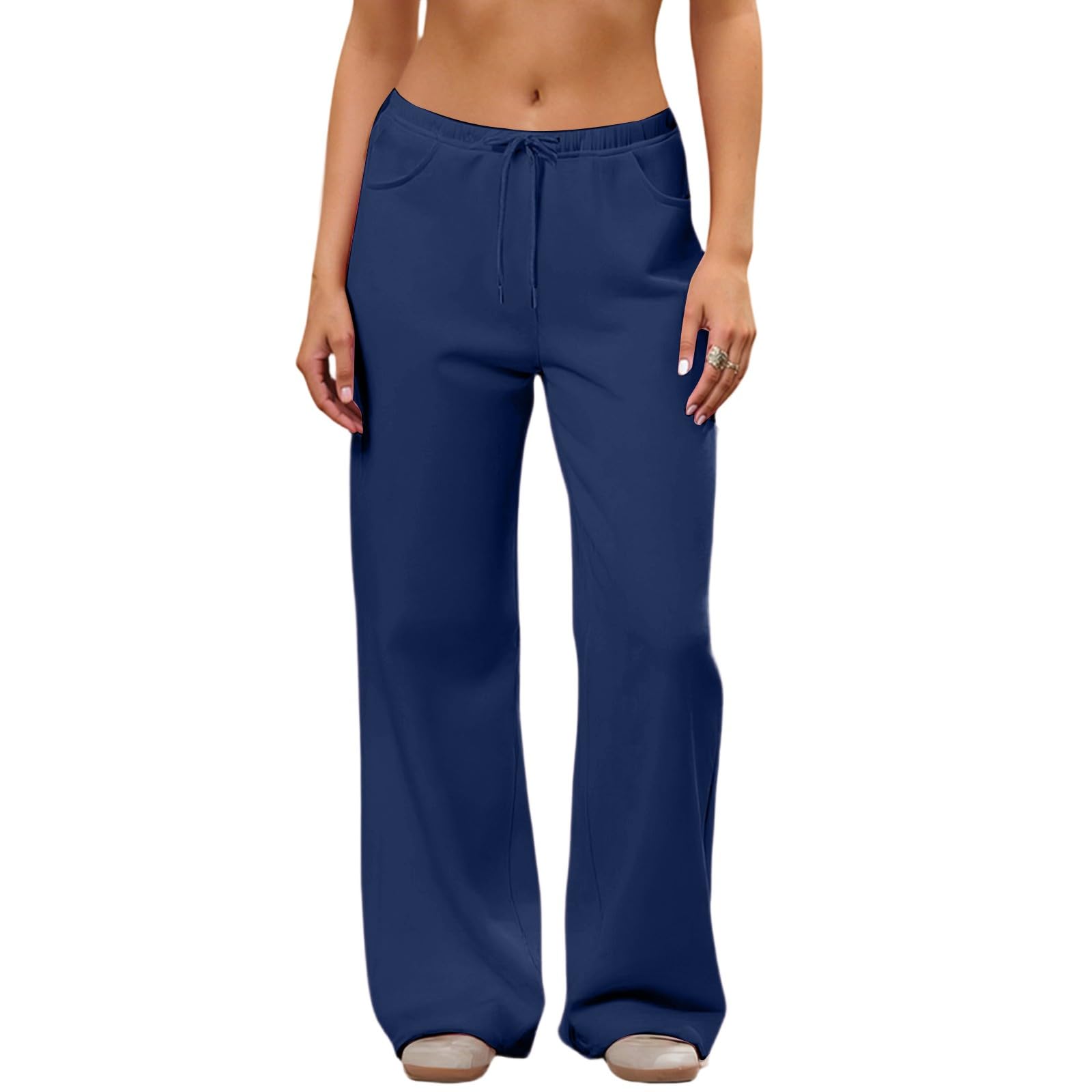 Pantaloni Sportivi Donna Pantaloni Tuta a Vita Alta Comodi Pantalone a Gamba Larga Larghi e Leggeri Pantalone Sportivi con Tasche Dritti Pant Lunghi Tinta Unita Pants Baggy per Yoga e Fitness
