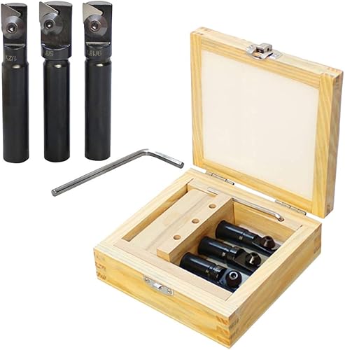 Juego de 3 mini molinos de extremo indexables con vástago de 1/2 pulgada x 1/2 pulgadas, 9/16 pulgadas, 5/8 pulgadas