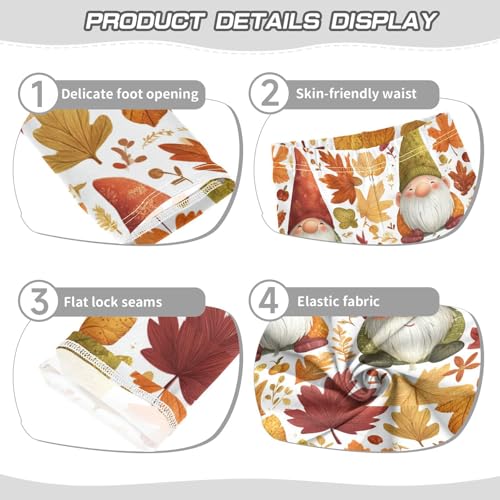 Autumn Gnomes Naturally Colorful Leaves Girls Leggings Kids Yoga Pants Dance Active Tights 4T3