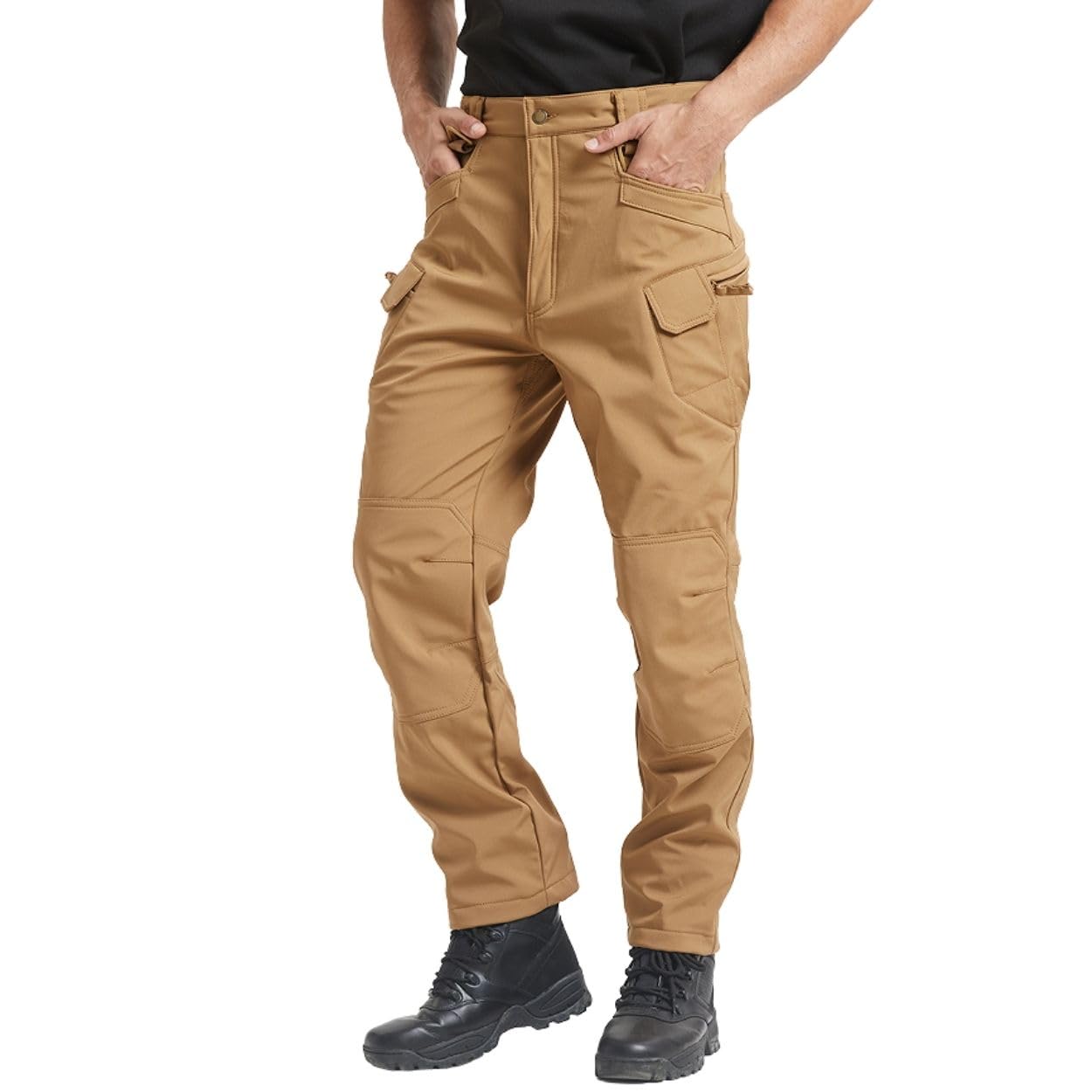 Pantalon de randonnée pour homme - Imperméable - En softshell - Chaud - Chaud - Coupe-vent - Pour l'hiver - Pour trekking, randonnée, camping, escalade
