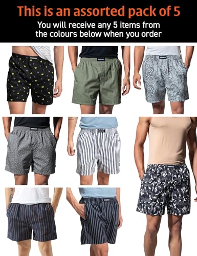 Image of DAMENSCH Men Printed Pure Cotton Breeze Ultralight Boxer Shorts (Pack of Assorted Prints & Colours I Color & Print May Vary)