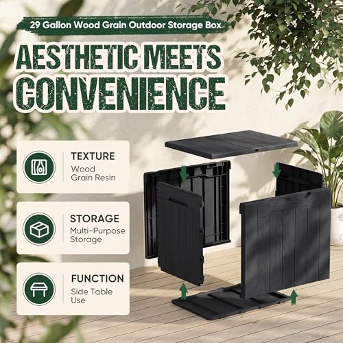 Image of Devoko 29 Gallon Deck Box, Waterproof Resin Outdoor Storage Box