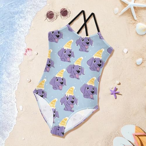 Dog Ice Cream Pattern Girls One Piece Swimsuits Summer Quick Dry Beach Bathing Suit3