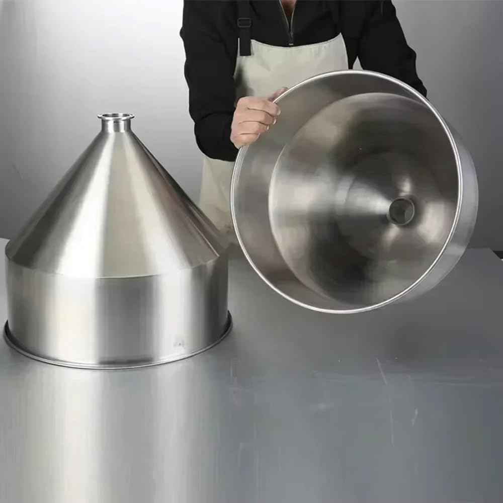 Embudo Cervecero Sanitario INOX 304, 10L 30cm ID Grueso para Dosificación Polvo de Grano, Uso Alimentario (1 Pieza)(A)