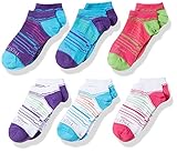 Fruit of the Loom Little Girls' 6-Pair No Show Socks, White, Shoe Size: 10.5 – 4 (Medium)