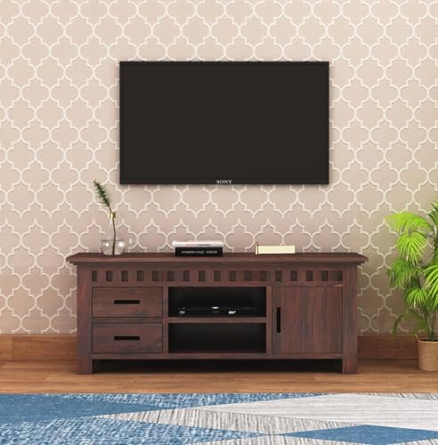 Image of Solid Rosewood Sheehsam TV Entertainment Unit| TV Stand Table| Sideboard Cabinet| Wooen TV Cabinet with Storage for Living Room & Office -Walnut1