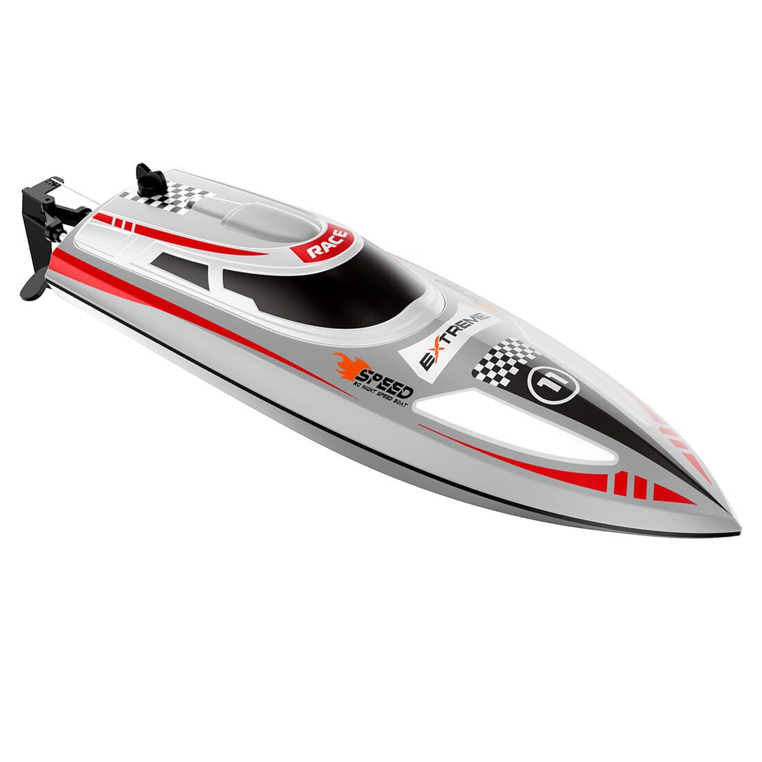 Motoscafo RC ad alta velocità per adulti, 2,4 Ghz 30 km/h, impermeabile, con luci di navigazione notturna e recupero automatico per piscine, fiumi e laghi - RTR