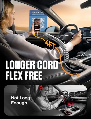 LISEN Coiled USB C Cable, 2 Pack for Car Play & Android Auto Cable, 1.2M Short USB to USB C Cable for iPhone 17/16/15 Pro Max, Samsung Galaxy S25/S24/S23 A15/A14, Google Pixel 9/8, PS5, Kindle - Image 4