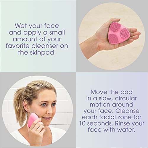 True Glow da Conair Skinpod Escova de limpeza facial de silicone com 3 zonas de escova e vantagem sô