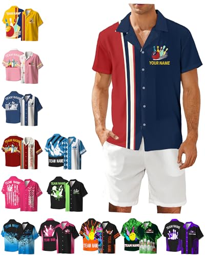 Custom Retro Bowling Shirts with Personalized Team & Player Name | Unisex Vintage Button Down Casual Shirts for Men & Women