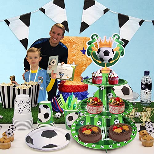 Soccer Themed Birthday Party Supplies, Soccer World Cup 2022, Soccer Party Decorations, 3 Tier Soccer Cardboard Cupcake Stand, Soccer Cake Topper Sports Theme Party Supplies For Teenagers Birthday #TOP5