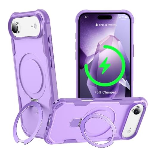 CHAOFEnG Designed for iPhone 17 Air Case with Magnetic Stand [Military Drop Protection][Compatible with Magnet] Shockproof 17 Air Phone Case with Ring Holder, Purple