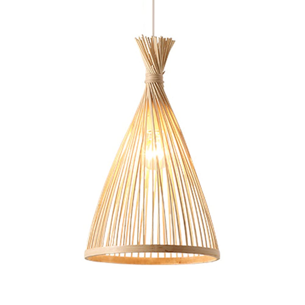 Lampe à suspension naturelle en bois de bambou pour lustre de plafond