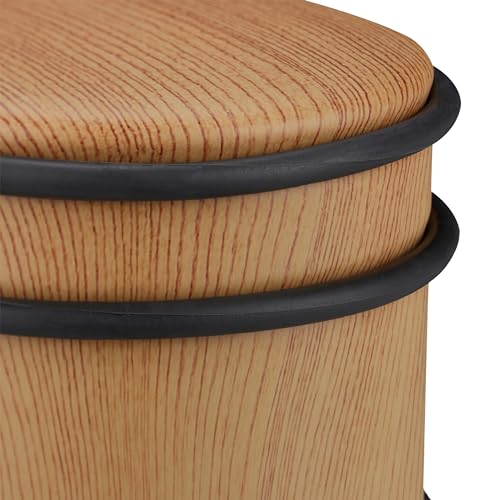 Relaxdays Türstopper 2er Set, schwere Türen & Fenster, Edelstahl & Gummi, Holzoptik, hoher Bodenpuffer, ∅ 9,5 cm, braun