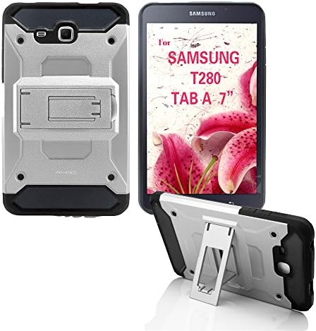 iRhino® for 2016 Samsung Galaxy Tab A 7.0" / 7-inch (SM-T280) Heavy Duty Armor Rugged Hybrid Kickstand Protective Cover Case (Silver) image 4