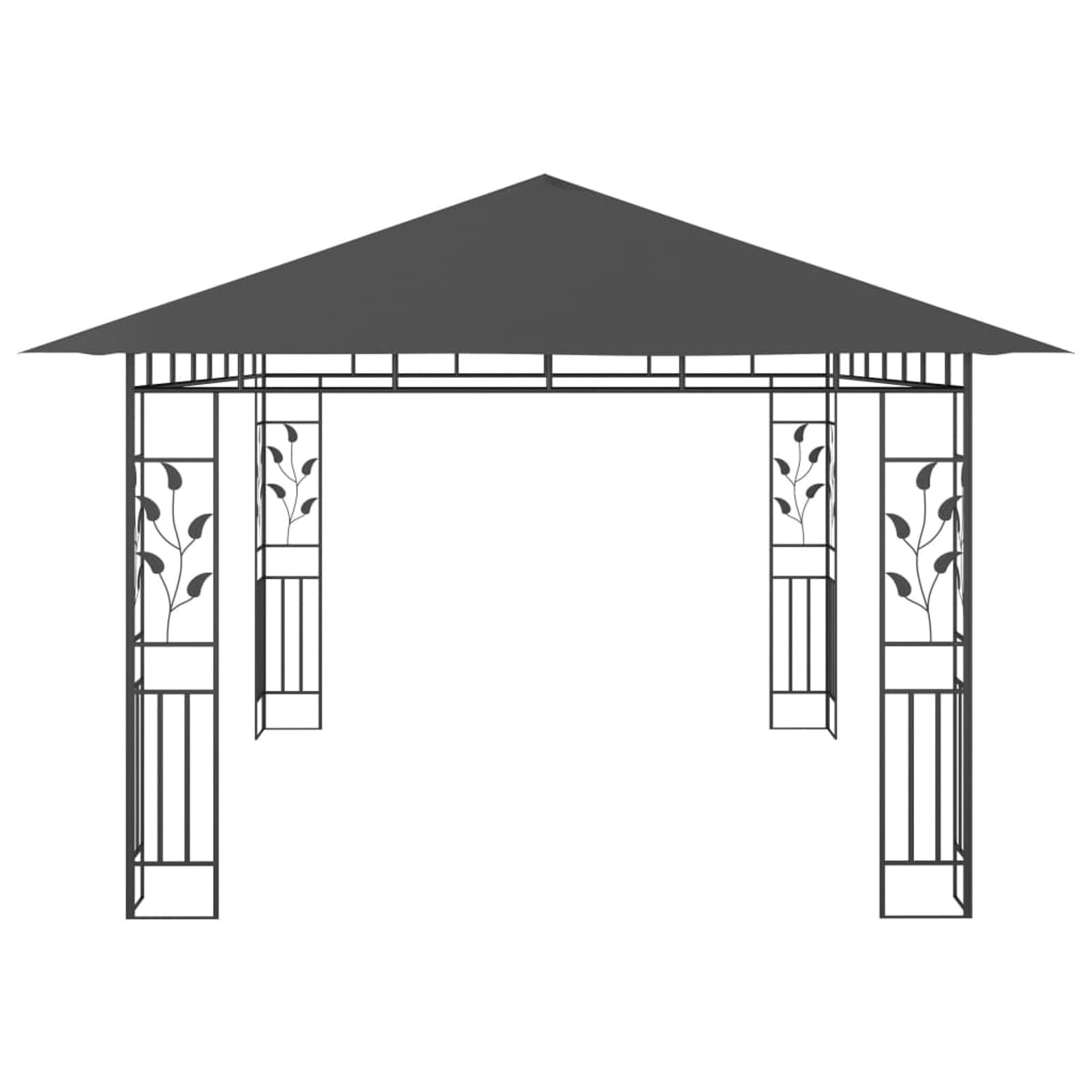 Gazebo con Zanzariera e Luci LED 4x3x2,73 m Antracite,Gazebo Pergola con Telo Impermeabile Richiudibile E Struttura Rettangolare in Acciaio Inossidabile Ad Alta Densità, per Arredo Giardino,
