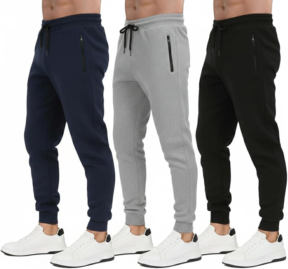 PB Mens Sweatpants 3-Pk – Fleece Joggers for Men with Cargo Or Zipper Pockets, Athletic Sweatpants & Mens Joggers Sizes S–XL
