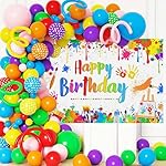 Mocsicka Paint Birthday Banner Kids Art Graffiti Birthday Party Decorations Painting Theme Happy Birthday Photo Backdrop for Boys and Girls - Image 3