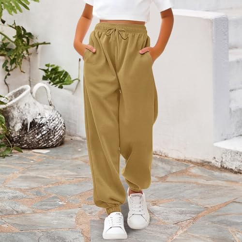 Girls & Boys Sweatpants Drawstring Kids Baggy Straight Cute Plain High Waisted Cinch Bottom Jogger Pants2