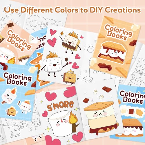 Image of Bulk Marshmallow Coloring Books, 48Pcs Mini Drawing Booklet for Kids | Campfire Camping Theme DIY Art Coloring Book with Marshmallow for Toddlers Birthday Party Goodie Bag Stuffer Classroom Crafts