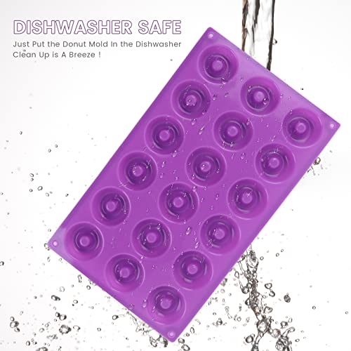Tongker Set Of 2 Mini Doughnut Molds, 18 Cavity Donut Pans, Non-Stick Silicone Donut Molds Cake Biscuit Bagels Molds, Baking Pan Mold #TOP4