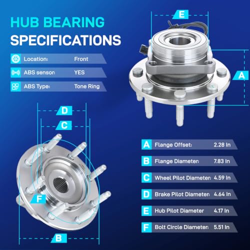 Image of BDELI 4WD Front Wheel Bearing Assembly Fit for Chevy Silverado GMC Sierra