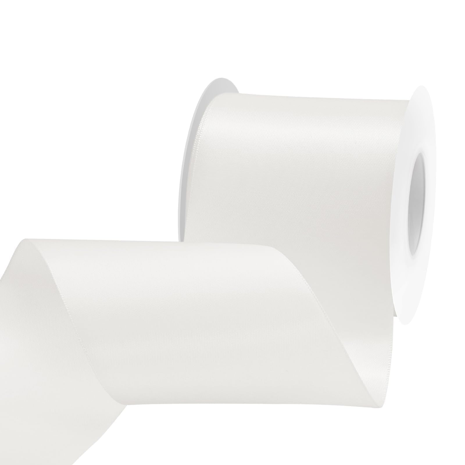 Off White Satin Ribbon 3 inch X 15 Yards Polyester Ribbon for Gift Wrapping Very Suitable for Weddings Party Hair Bow Invitation Decorations and More