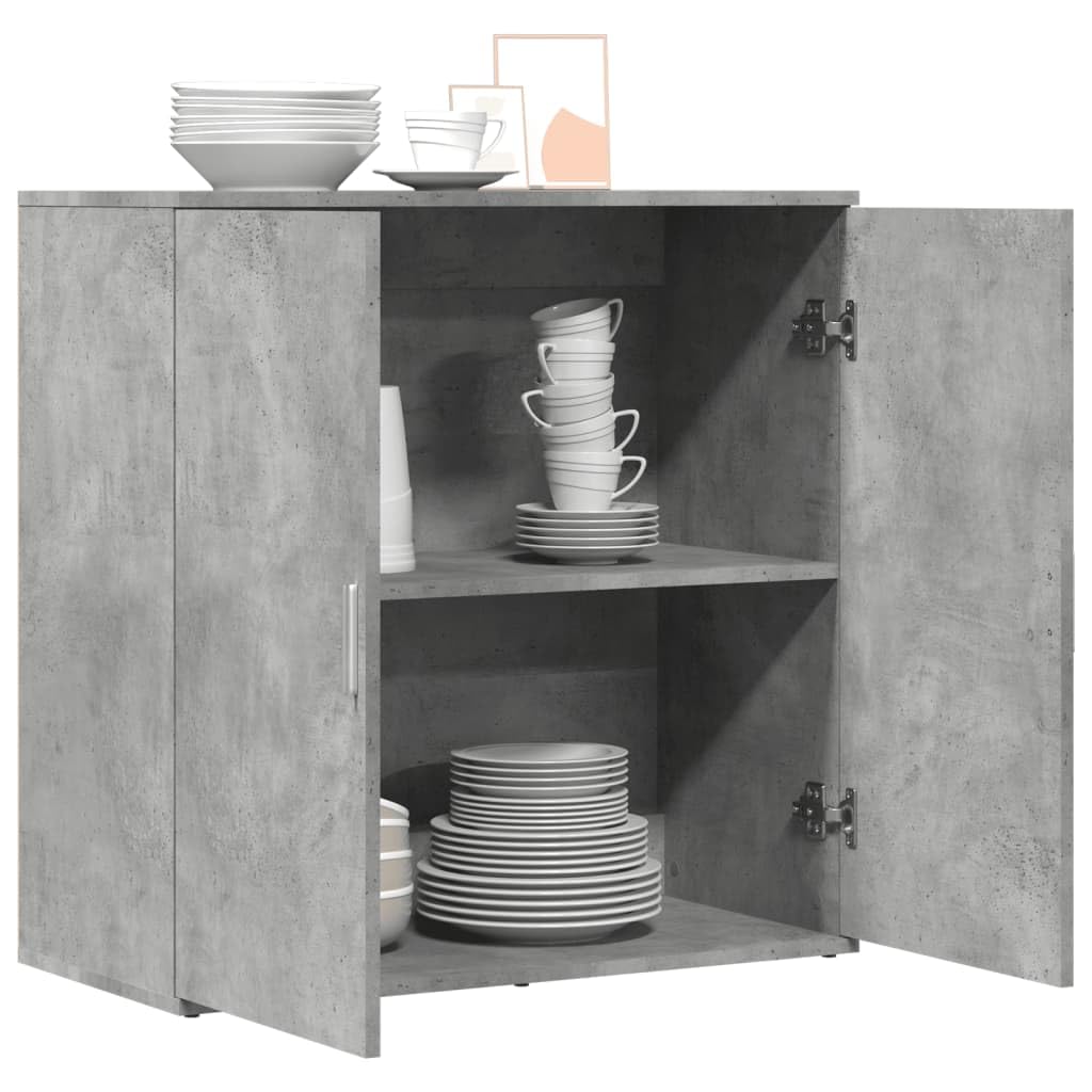 ShGaxin Kredens szary betonowy 79 x 38 x 80 cm materiał drewnopochodny, komoda do sypialni, komody i kredensy, szafka do salonu, komody na korytarz, meble pokojowe - 840516