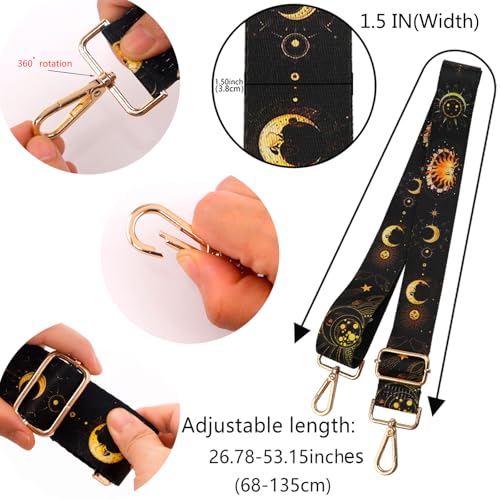 Image of Crossbody Purse Strap for Women Men Girls Boys Mother Girlfriend Gift, Replacement Bag Belt Strap for Purse Handbag Guitar Camera, Adjustable Canvas Wide Shoulder Strap with Golden Hooks