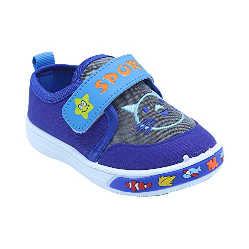 Hopscotch Baby Boys and Baby Girls PU and Mesh Cat Sneaker in Royal