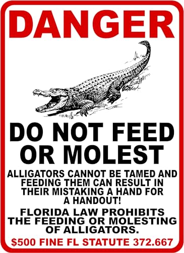Danger Do Not Feed Alligators Metal Sign 8X12Inch - Vintage Aluminum Wall Art, Safety Decor For Outdoor & Indoor Zoo, Swamp Tour, Campground, Florida Home