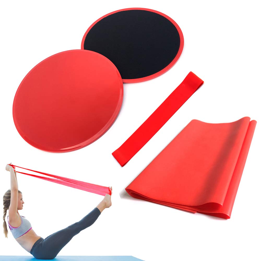 4pcs Yoga Equipment Set Discs Core Sliders Resistance Loop Band Exercise Latex Strap Perfect Abdo nal Core Training Gym Yoga Pilates Rehab Kit-KUAW