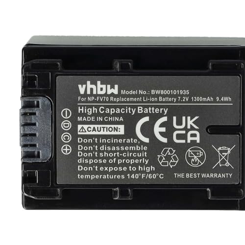 vhbw 3X batería Compatible con Sony DCR-SR200E, DCR-SR37E, DCR-SR38E cámara de vídeo (1300 mAh, 7,2 V, Li-Ion) con Chip - imagen 5