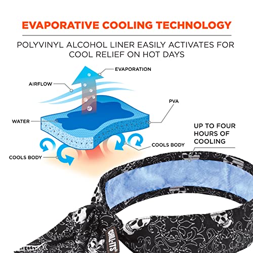 Image of Ergodyne Chill Its 6700CT Cooling Bandana, Lined with Evaporative PVA Material for Fast Cooling Relief, Tie for Adjustable Fit, Skulls