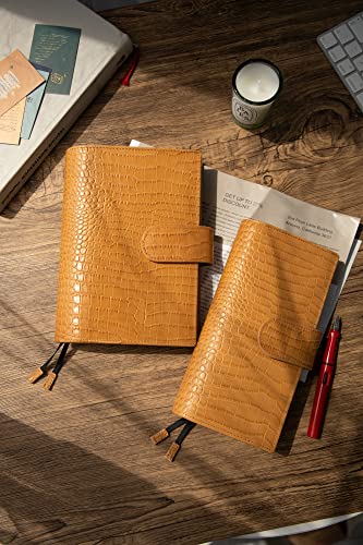 Smartfee B6 Planner Cover With Zipper And Big Back Pocket, Croc Print Leather（Croc Viteline) #TOP6