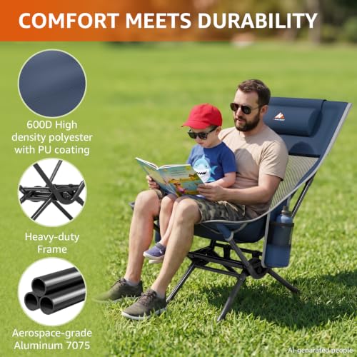 Silla Plegable Mecedora Portátil para Camping para Adultos - HAAGEEP Outdoor Comfort Camping Chair miniatura 5