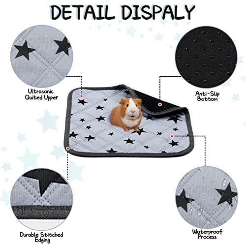 4 Stück Meerschweinchen Käfig Einlagen Fleece Meerschweinchen Einstreu Saugfähig Meerschweinchen PIPI Pads Wiederverwendbar rutschfeste Meerschweinchen Matte mit Stern Muster (30 x 30 cm)