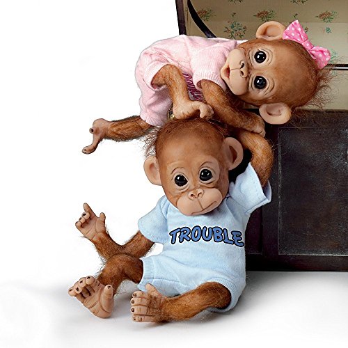 Muñecos Gemelos Orangután Bebé Poseables 20 cm miniatura 4