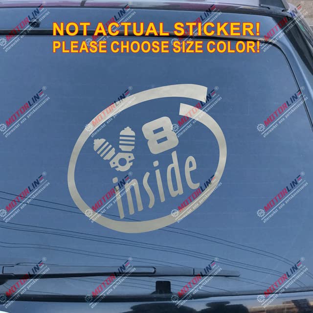 Cars - V8 inside Funny Car VINYLs Decal Sticker Fit fords Cadillasc Chevrolets BMWs Benzs JDM EURO, choose size and color (Silver 40cm long)