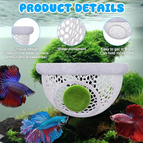 Image of Floating Betta Hide & Shrimp Cave - 3D Printed Aquarium Hammock with Marble Texture, Feeder Ring & Rest Spot for Betta Fish, Nano Tanks, Corydoras, Shrimp - Safe PLA