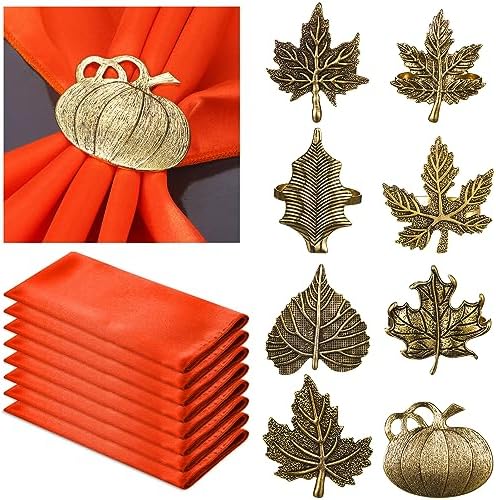 Amazon.com: Suttmin 8 Sets Fall Thanksgiving Cloth Napkins and Napkin ...