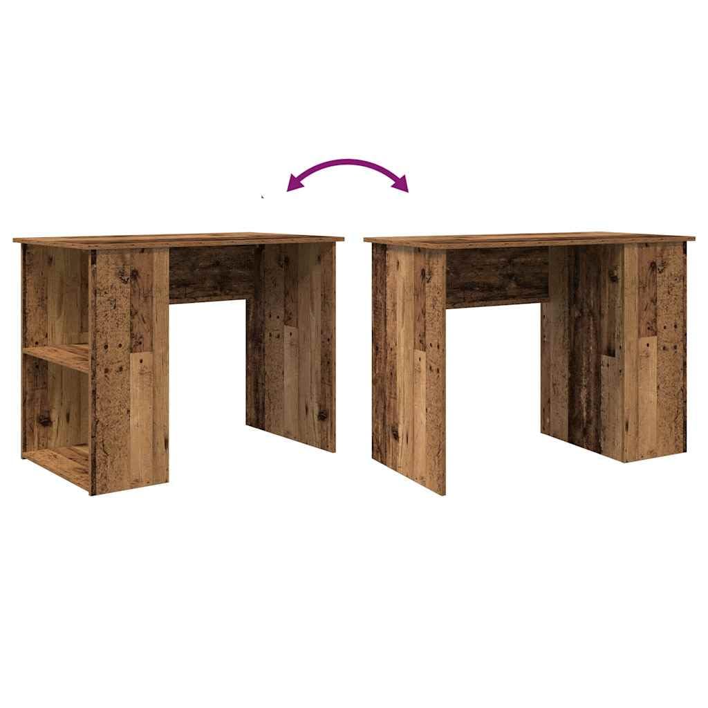 Biurko o wyglądzie starego drewna, materiał drewnopochodny, 100 x 55 x 75 cm, z 2 półkami, nowoczesny stolik pod komputer do biura, biura domowego, gabinetu i salonu