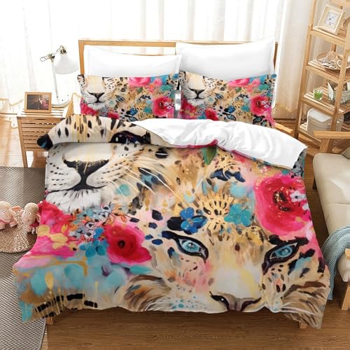 Housse de couette douce léopard Super King avec fermeture éclair pratique - 2