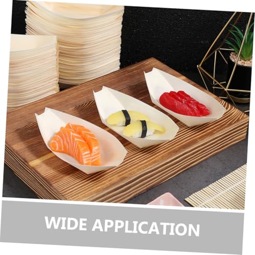 Platos desechables madera sintética en forma barco sushi 100 pzas miniatura 4