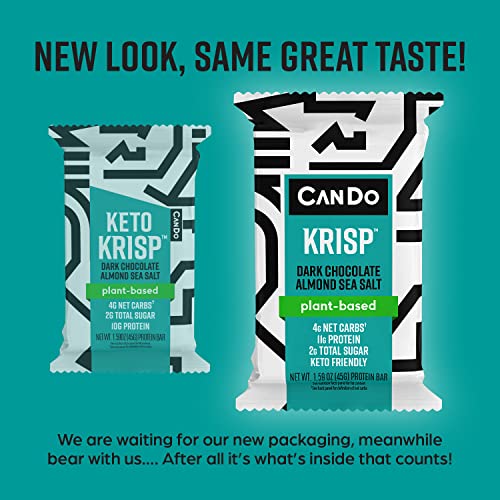 Cando Krisp - Keto Snack & Keto Bar (12 Pack, Dark Chocolate Almond Sea Salt) - Low-Carb Snack, Low-Sugar High Protein Bar - Gluten-Free Crispy, Perfectly Delicious Healthy Meal Replacement - Keto Krisp #TOP1