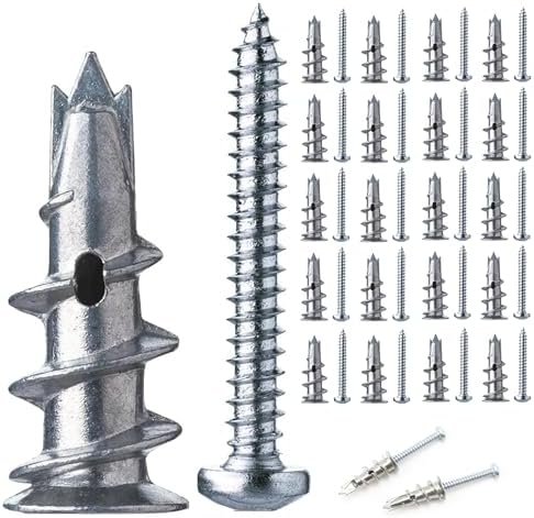 Hohlraumdübel Set, 20 Stück Selbstbohrender GipskartondüBel Metall, Trockenbau Dübel, Rigipsdübel mit Rigips Dübel Schrauben zur Befestigung in Beton, Ziegeln, Gipsbauplatten Uvm