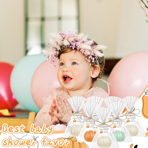 demissle 40 fall pumpkin baby shower favors thanksgiving bridal shower soap favors mini pumpkin soap thanks card gift bag with string for guest wedding autumn party decor gifts colorful